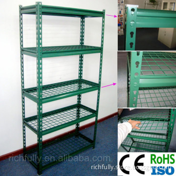 Low prices 5 layers Light DIY slotted storage rack angle iron rack with wire mesh shelf